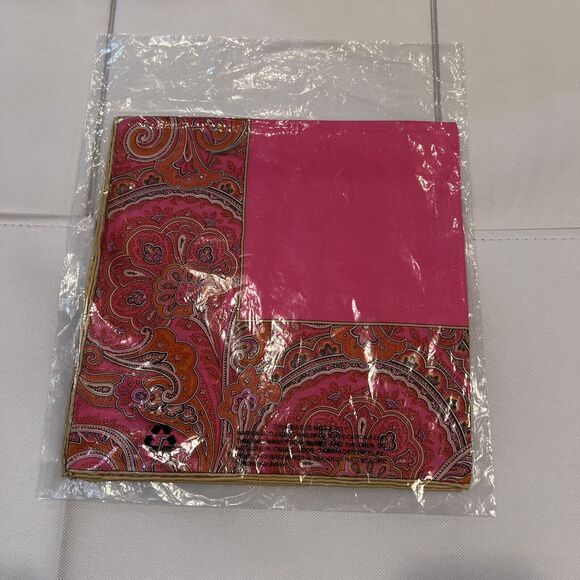 Ralph Lauren Vintage 100% Silk Paisley Scarf 21”x20.5” Pink Multicolor New - Picture 5 of 5